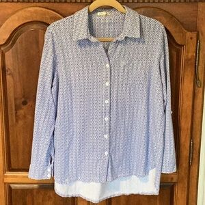 Tyler Boe Drop Tail Roll Sleeve Blue and White Shirt